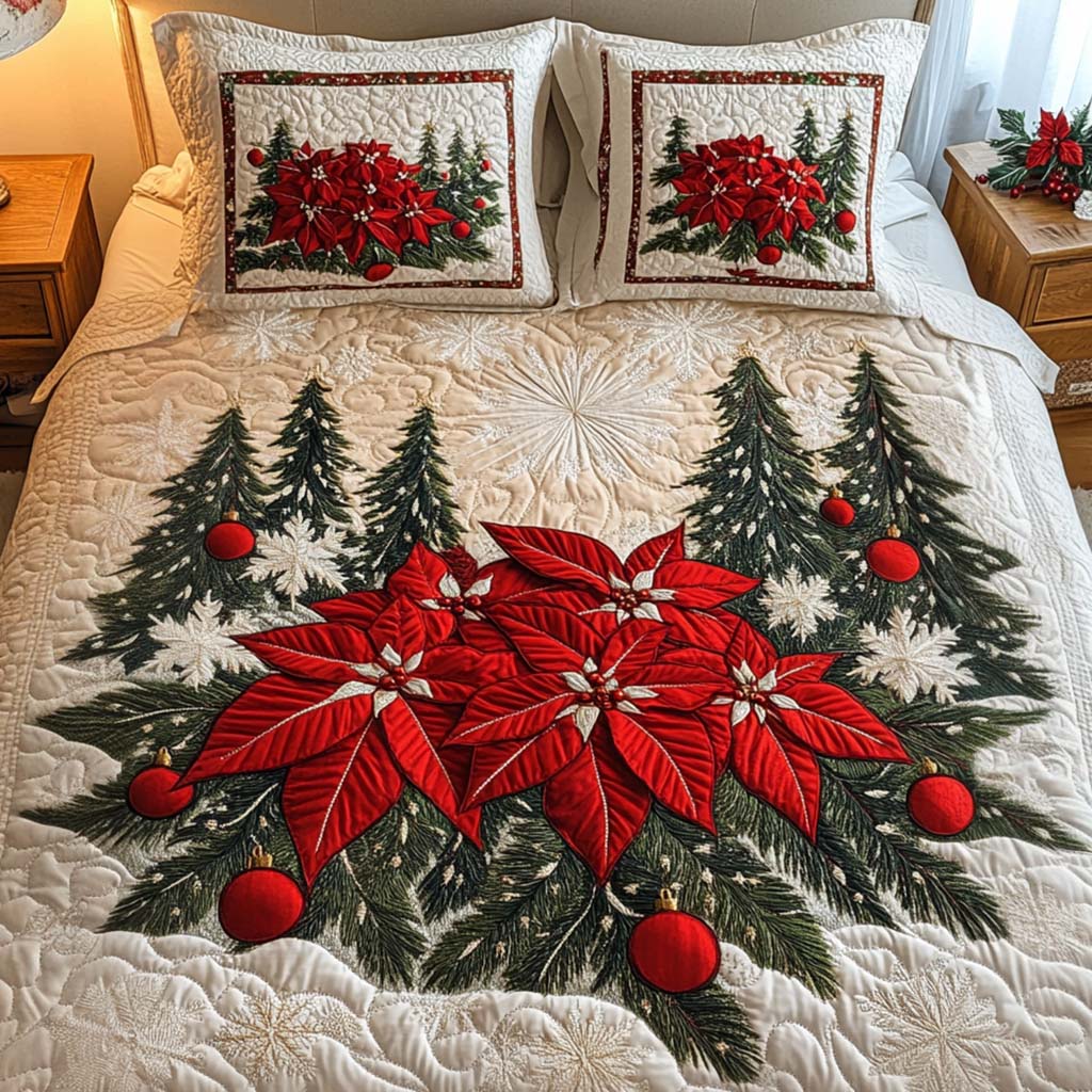 Snowy Splendor 3-Piece Quilted Bedding Set - Single (59" x 70")