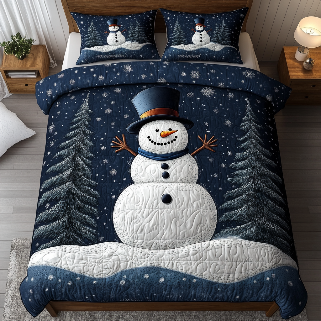 Snowy Bliss 3-Piece Quilted Bedding Set - Single (59" x 70")