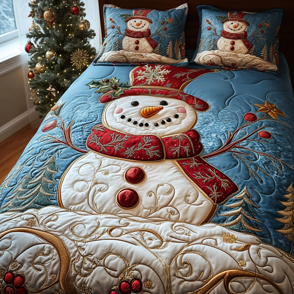 Snowy Cheer Quilted Bedding Set - Single (59" x 70")