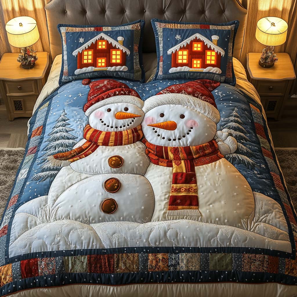 Snowy Embrace 3-Piece Quilted Bedding Set - Single (59" x 70")