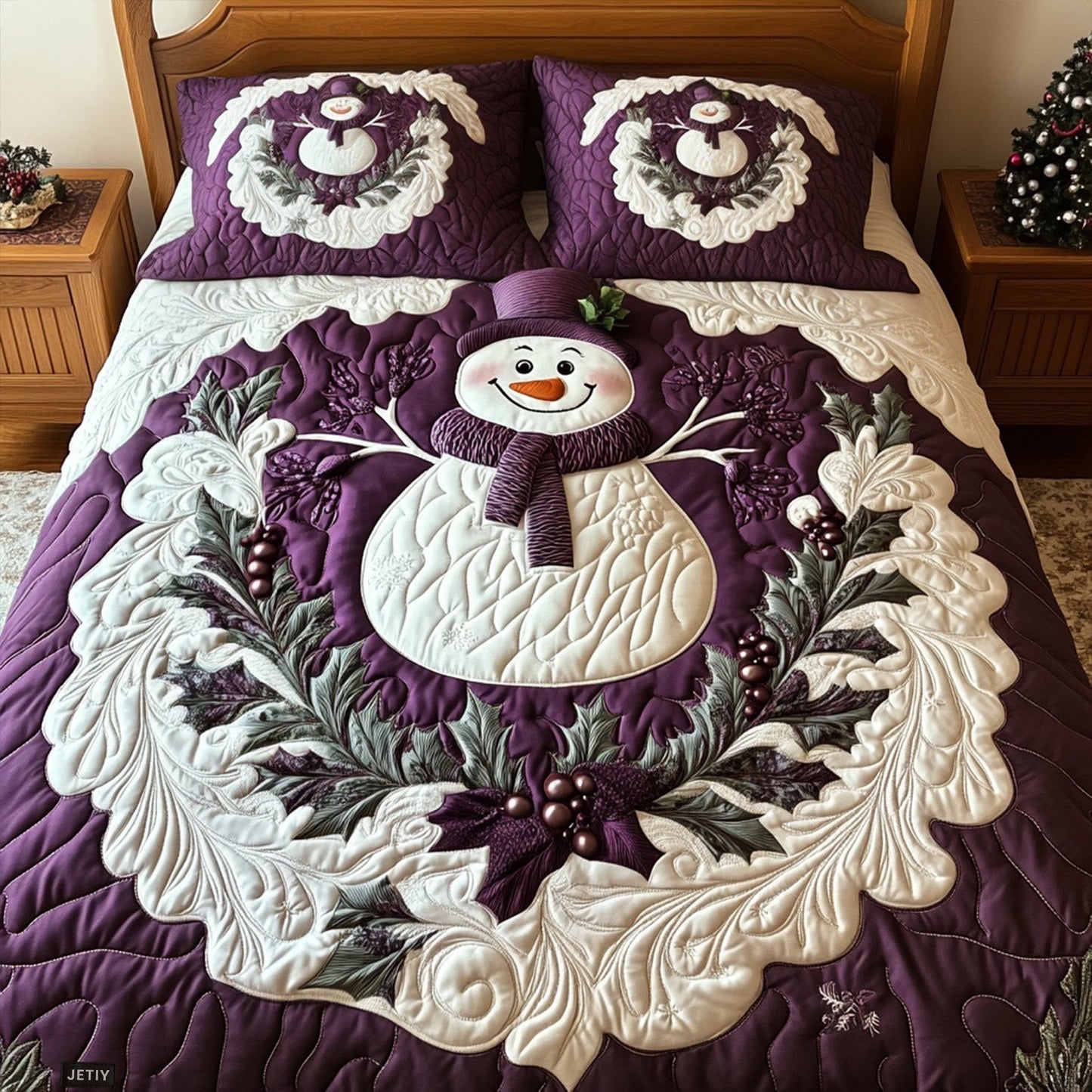 Snowy Embrace 3-Piece Quilted Bedding Set - Single (59" x 70")