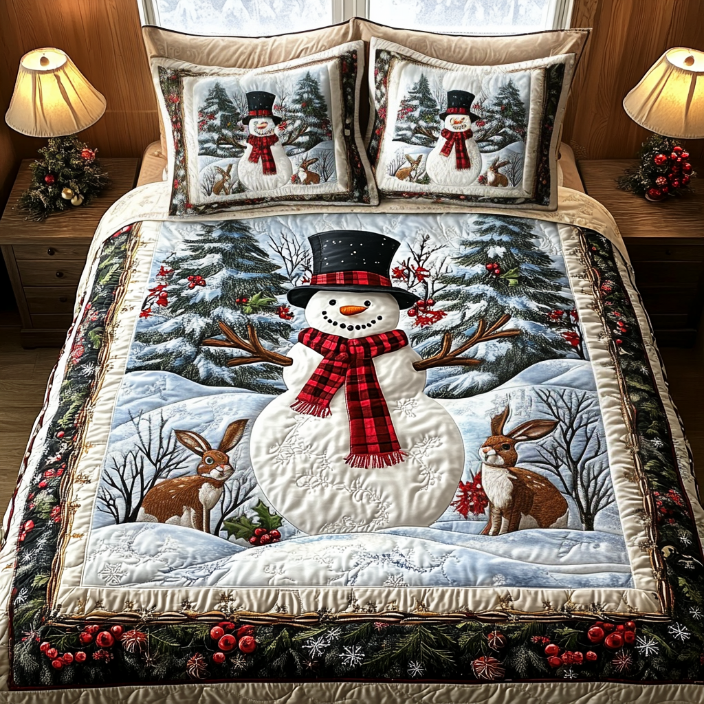 Snowy Magic Quilted Bedding Set - Single (59" x 70")
