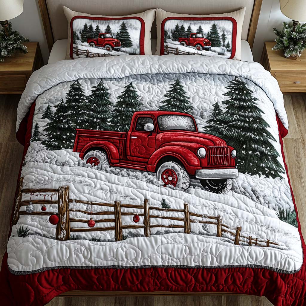 Snowy Pathway 3-Piece Quilted Bedding Set - Single (59" x 70")