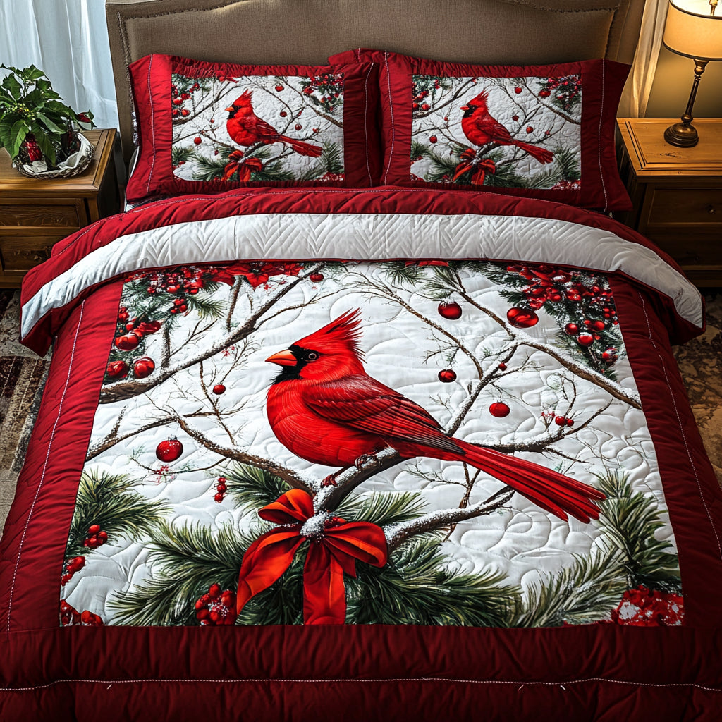 Snowy Perch Quilted Bedding Set - Single (59" x 70")