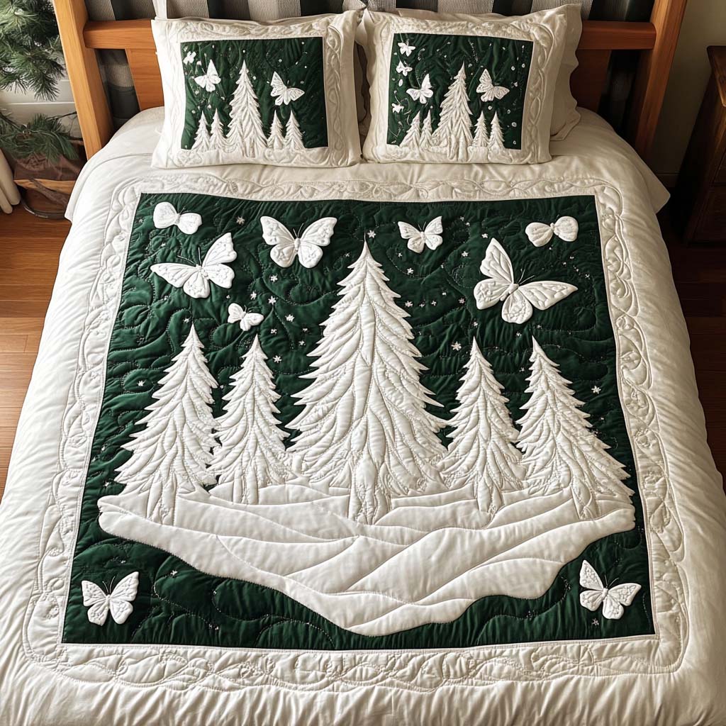 Snowy Serenity 3-Piece Quilted Bedding Set - Single (59" x 70")