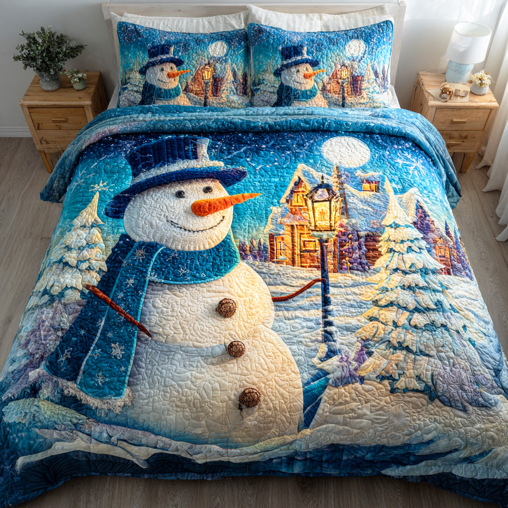 Snowy Smile Field 3-Piece Quilted Bedding Set - Single (59" x 70")