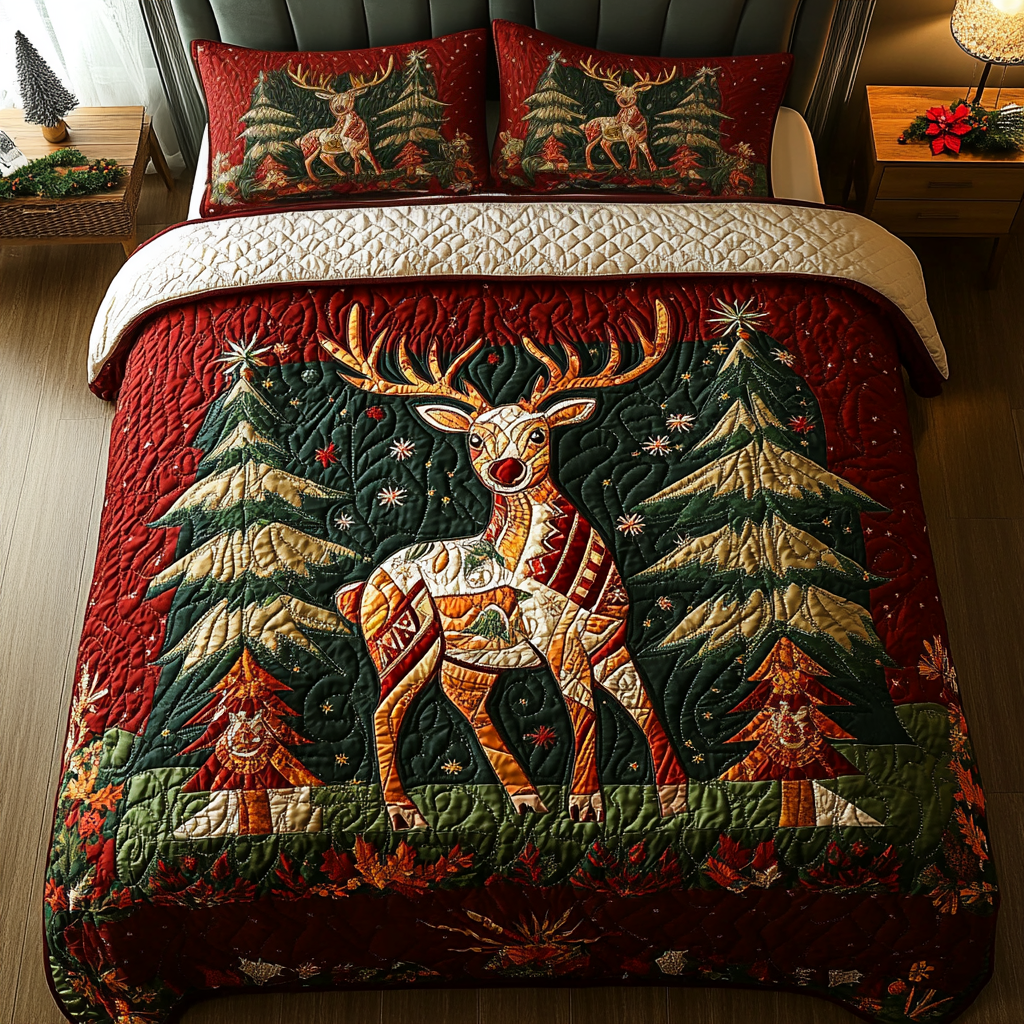 Snowy Splendor 3-Piece Quilted Bedding Set - Single (59" x 70")