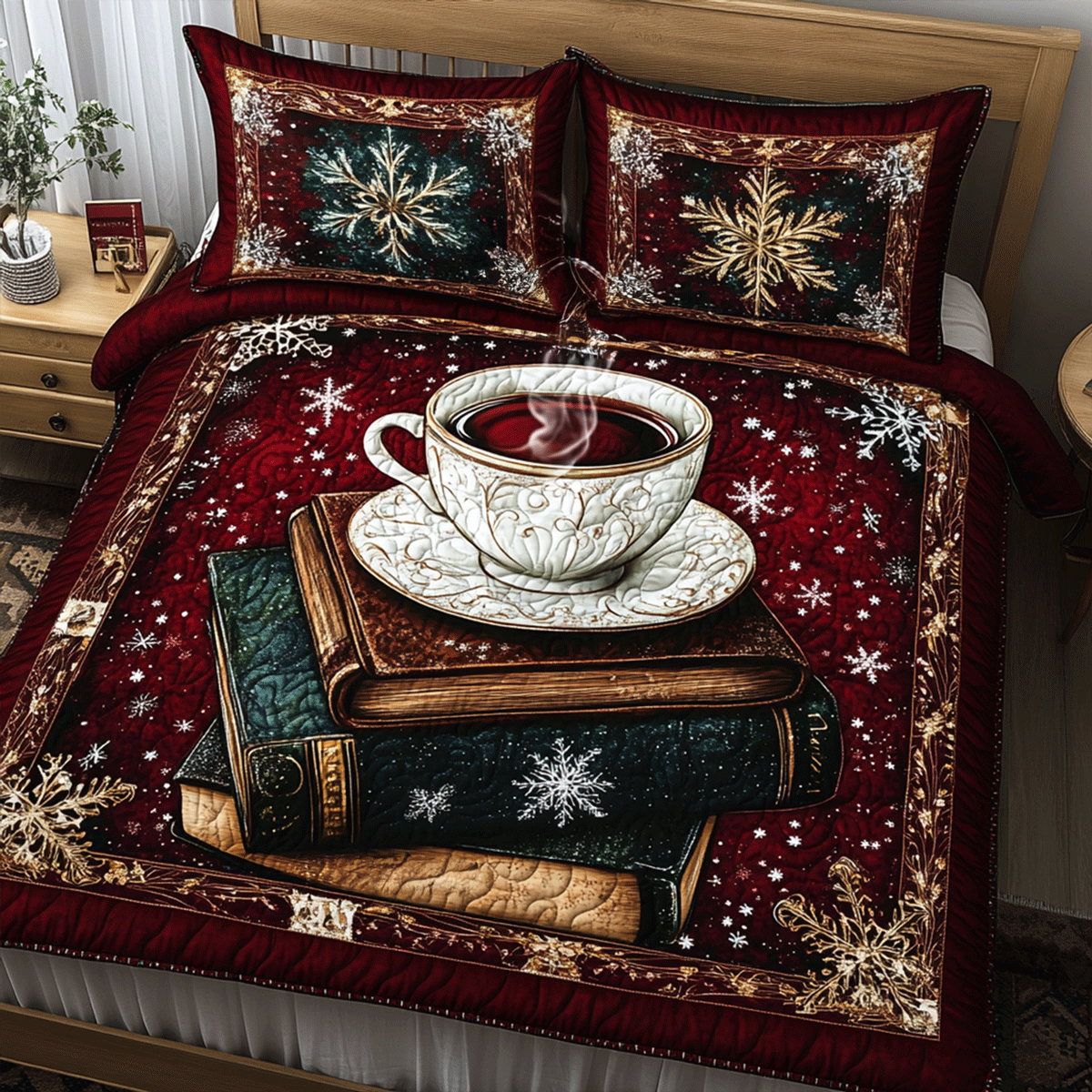 Snowy Tales 3-Piece Quilted Bedding Set - Single (59" x 70")