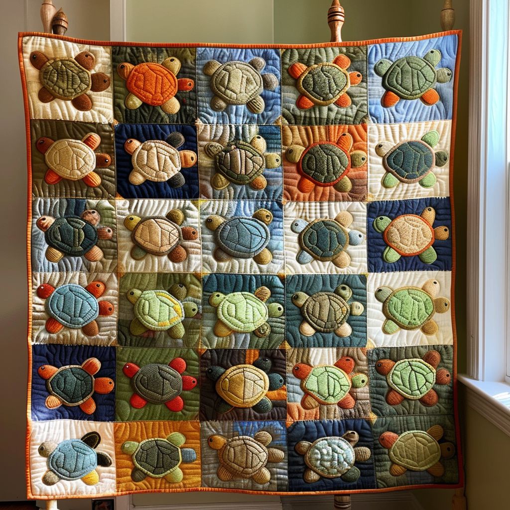Snuggle Turtle Quilted Blanket - Throw (55" x 60")