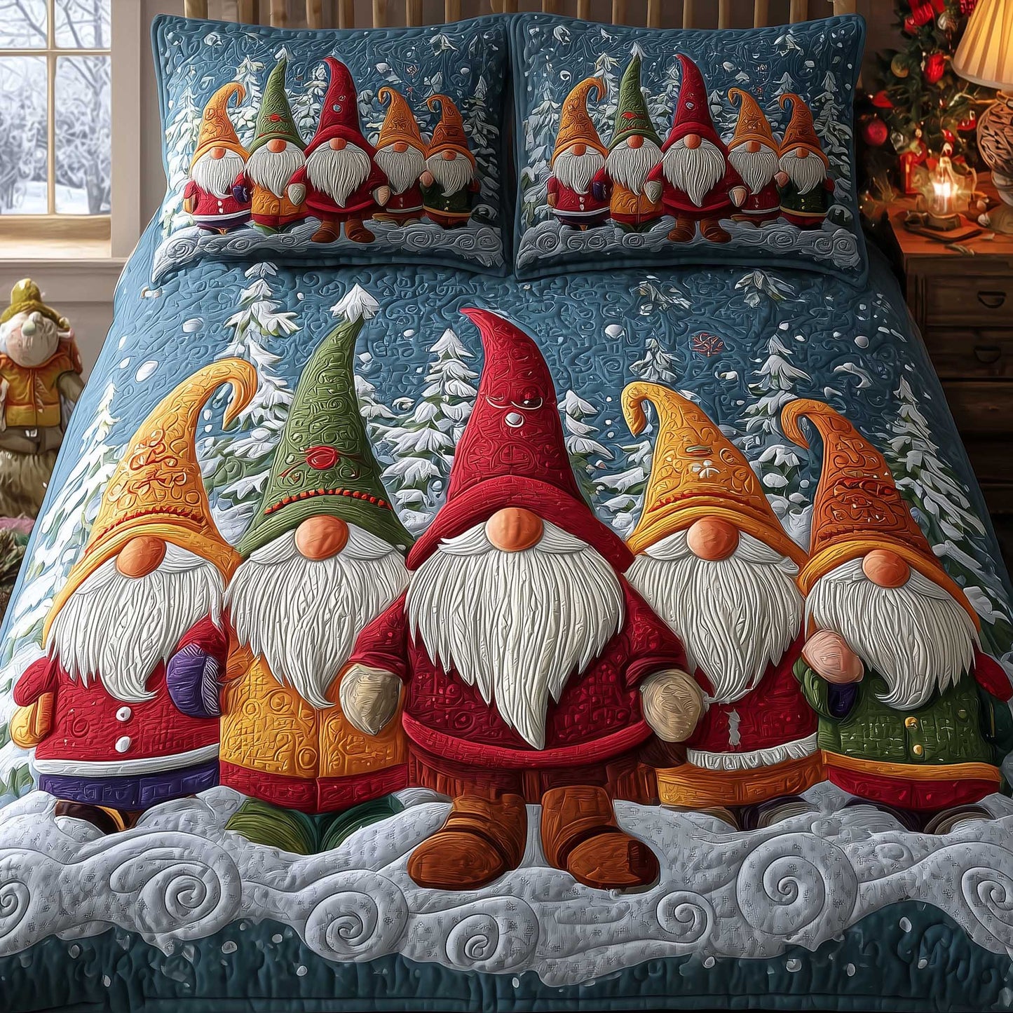 Snuggle Gnome 3-Piece Quilted Bedding Set - Single (59" x 70")