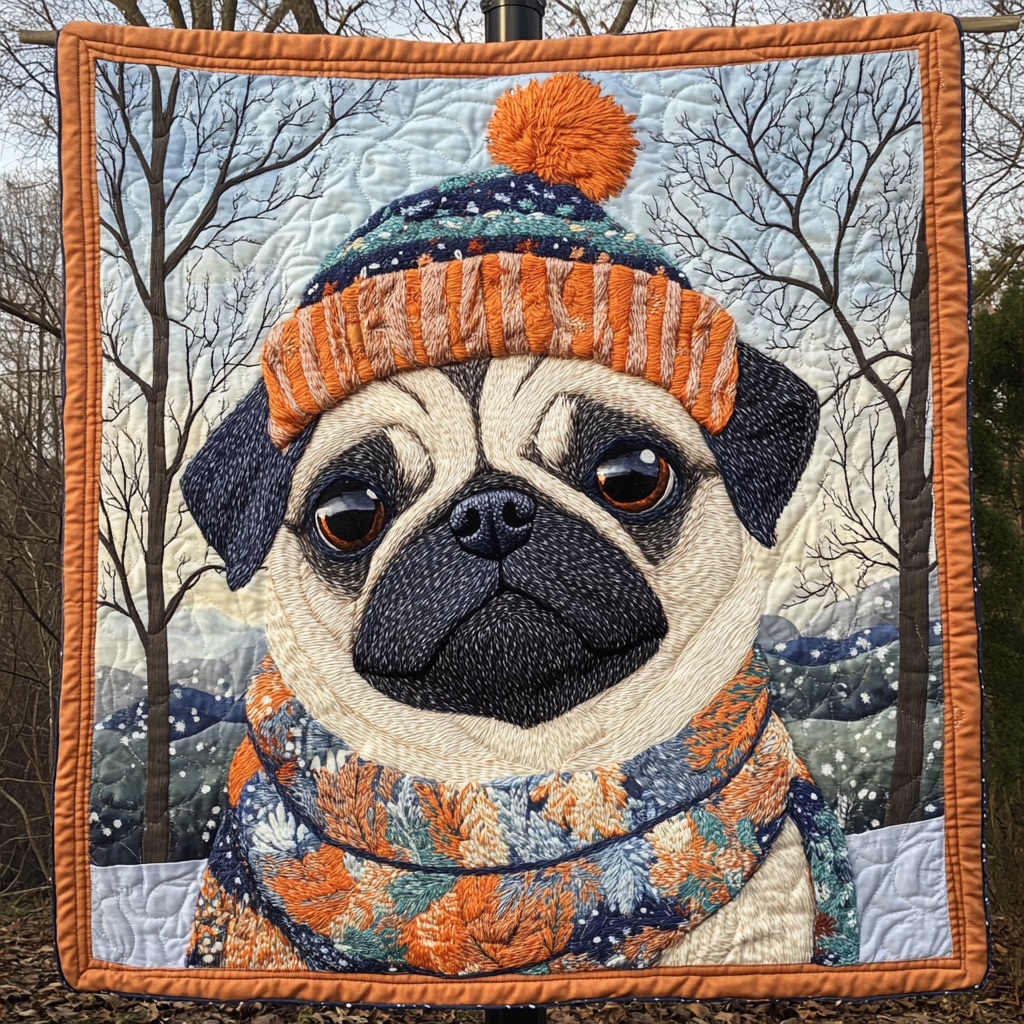 Snuggly Pug Love Quilted Blanket - Throw (55" x 60")