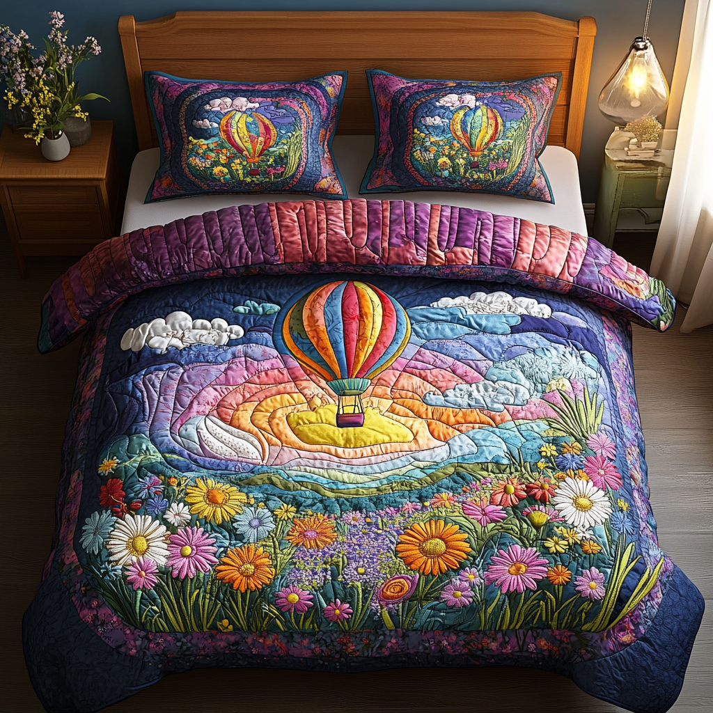Soaring Serenity Quilted Bedding Set - Single (59" x 70")