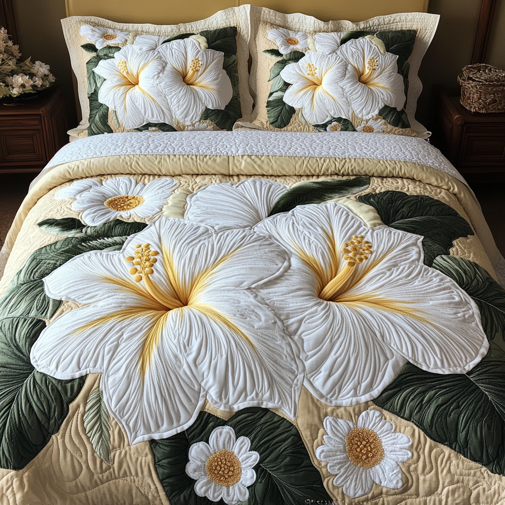 Soft Petals 3-Piece Quilted Bedding Set - Single (59" x 70")