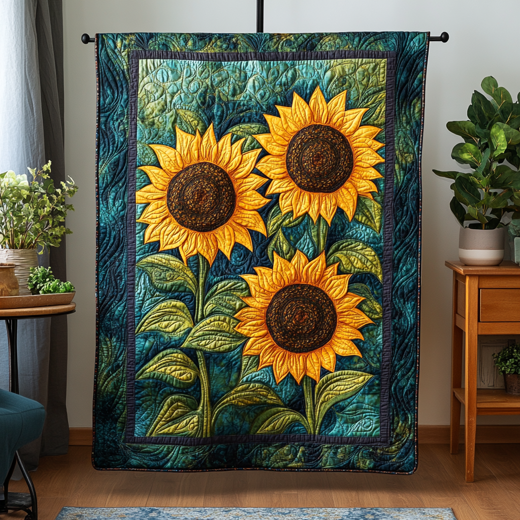 Solar Bloom Quilted Blanket - Throw (55" x 60")