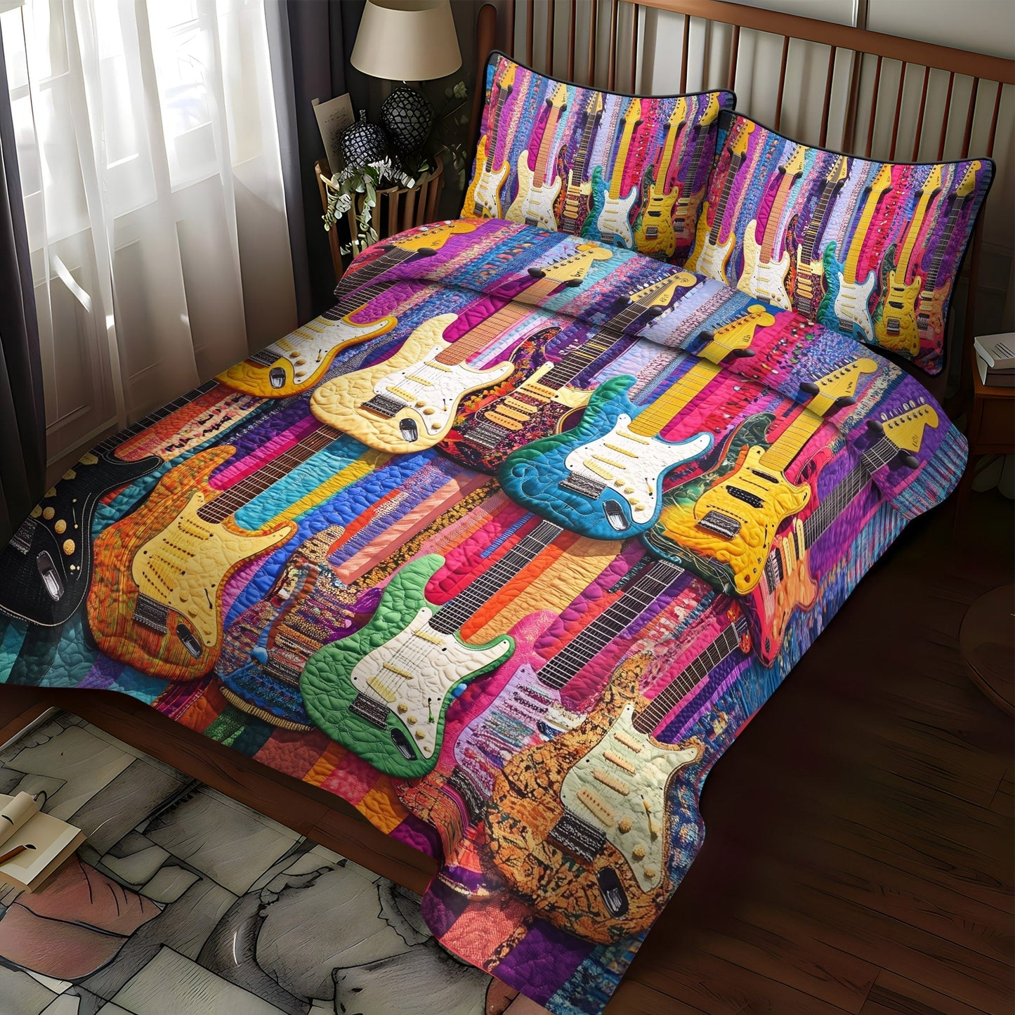 Sonic Vibrations 3-Piece Quilted Bedding Set - Single (59" x 70")