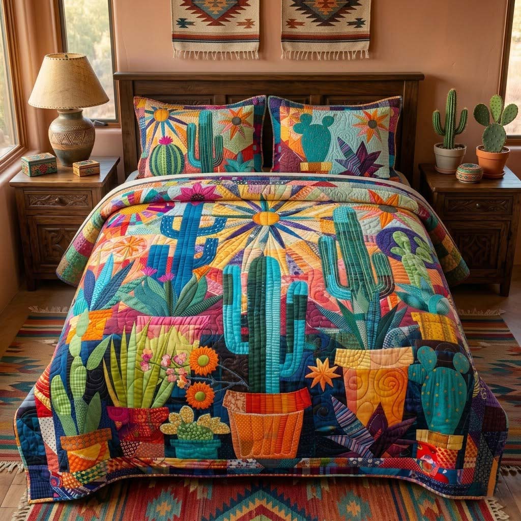 Southwest Garden 3-Piece Quilted Bedding Set - Single (59" x 70")