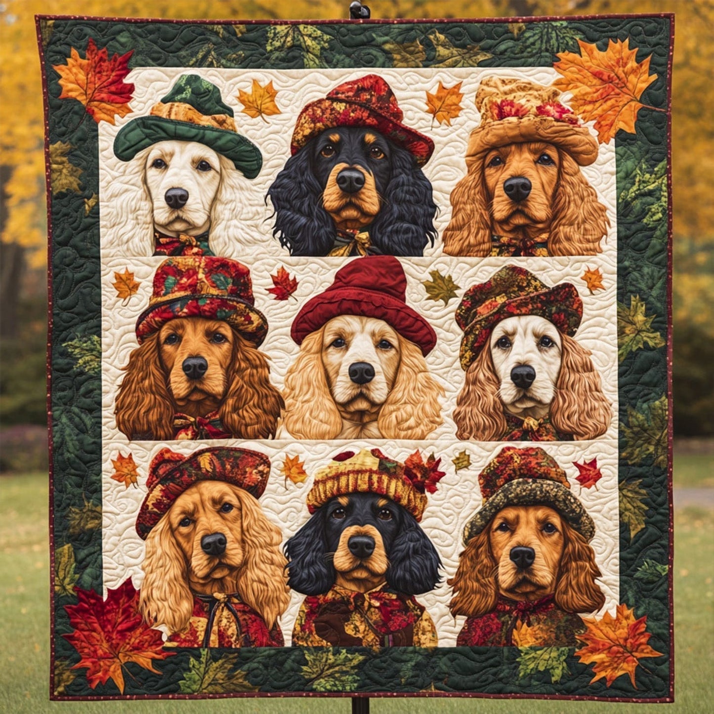 Spaniel Golden Pathways Quilted Blanket - Throw (55" x 60")