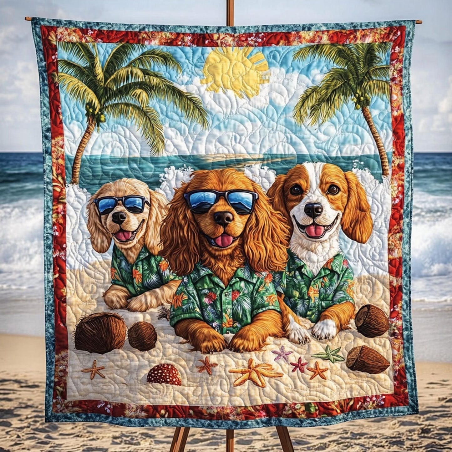 Spaniel Seasons Change Quilted Blanket - Throw (55" x 60")
