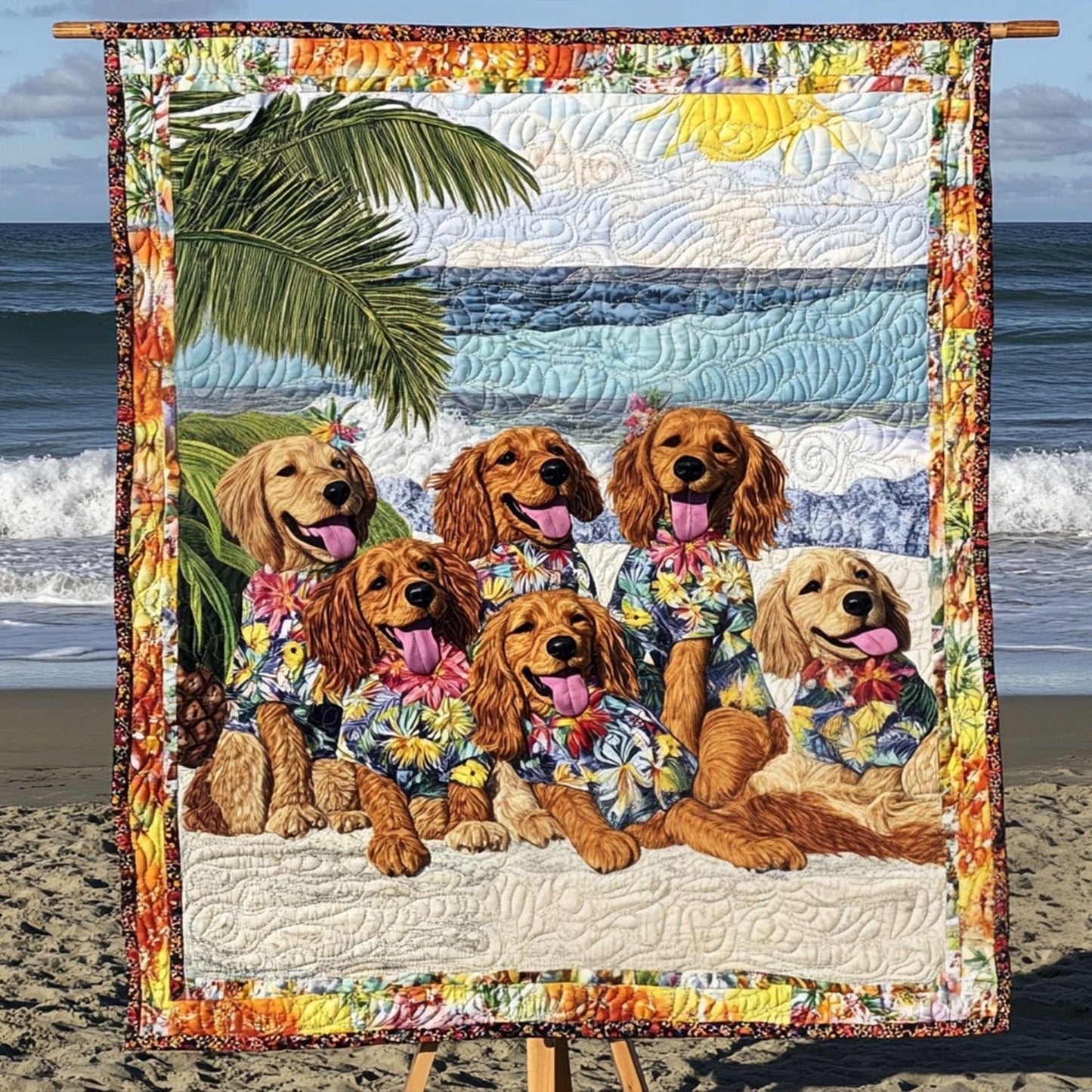 Spaniel Summer Glow Quilted Blanket - Throw (55" x 60")