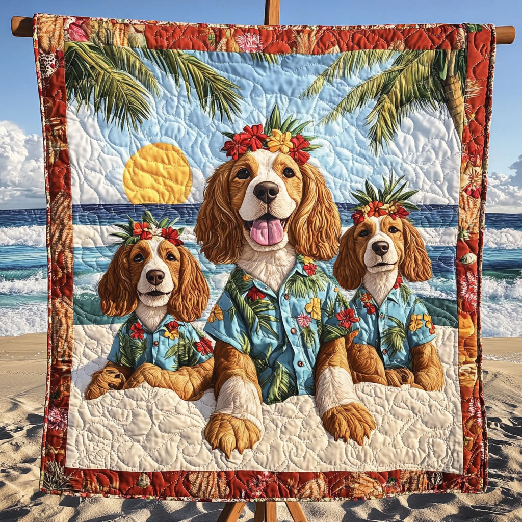 Spaniel Under the Sun Quilted Blanket - Throw (55" x 60")