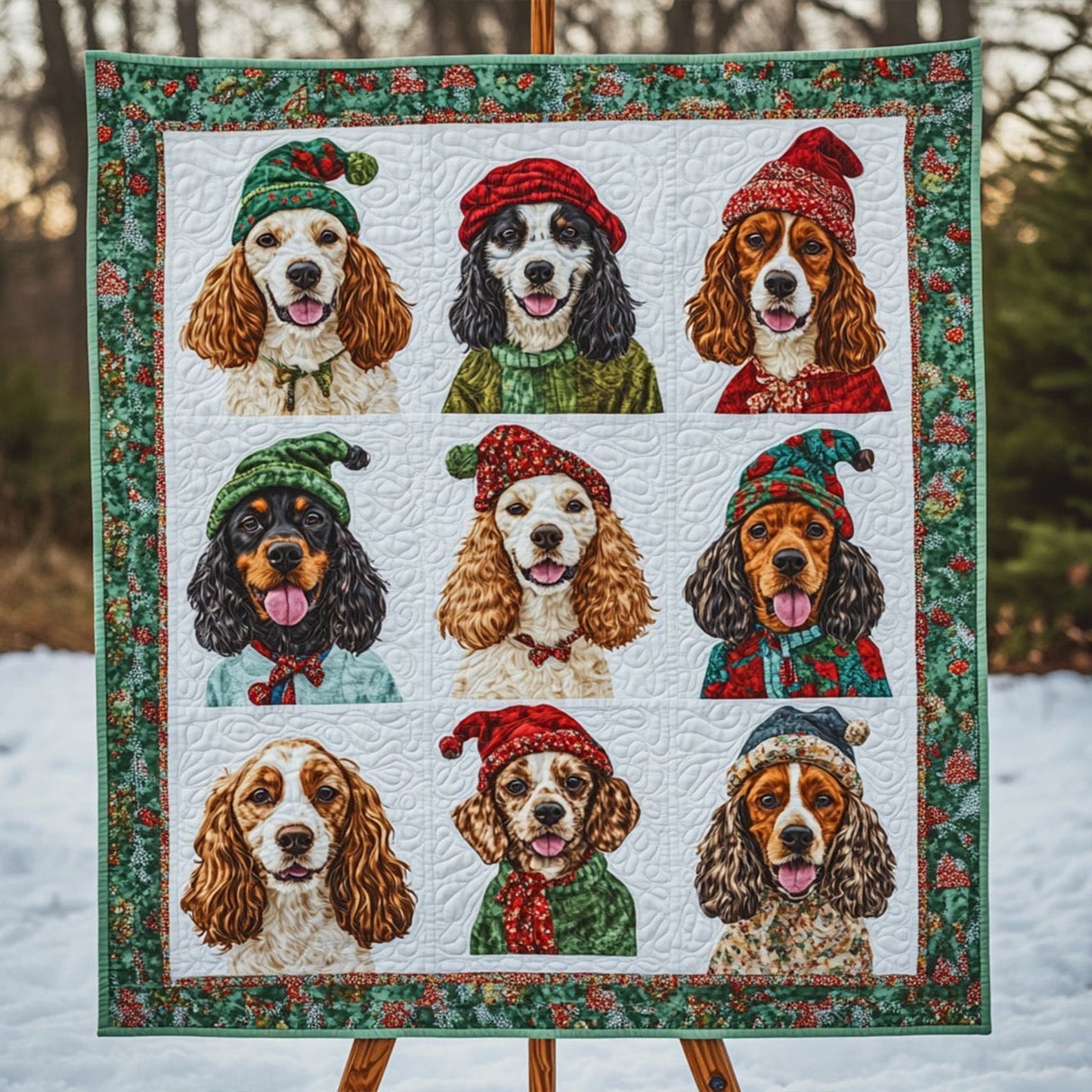 Spaniel Winter Dreams Quilted Blanket - Throw (55" x 60")