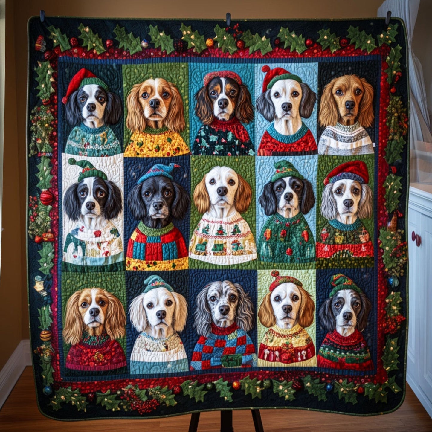 Spaniel Wishes Quilted Blanket - Throw (55" x 60")