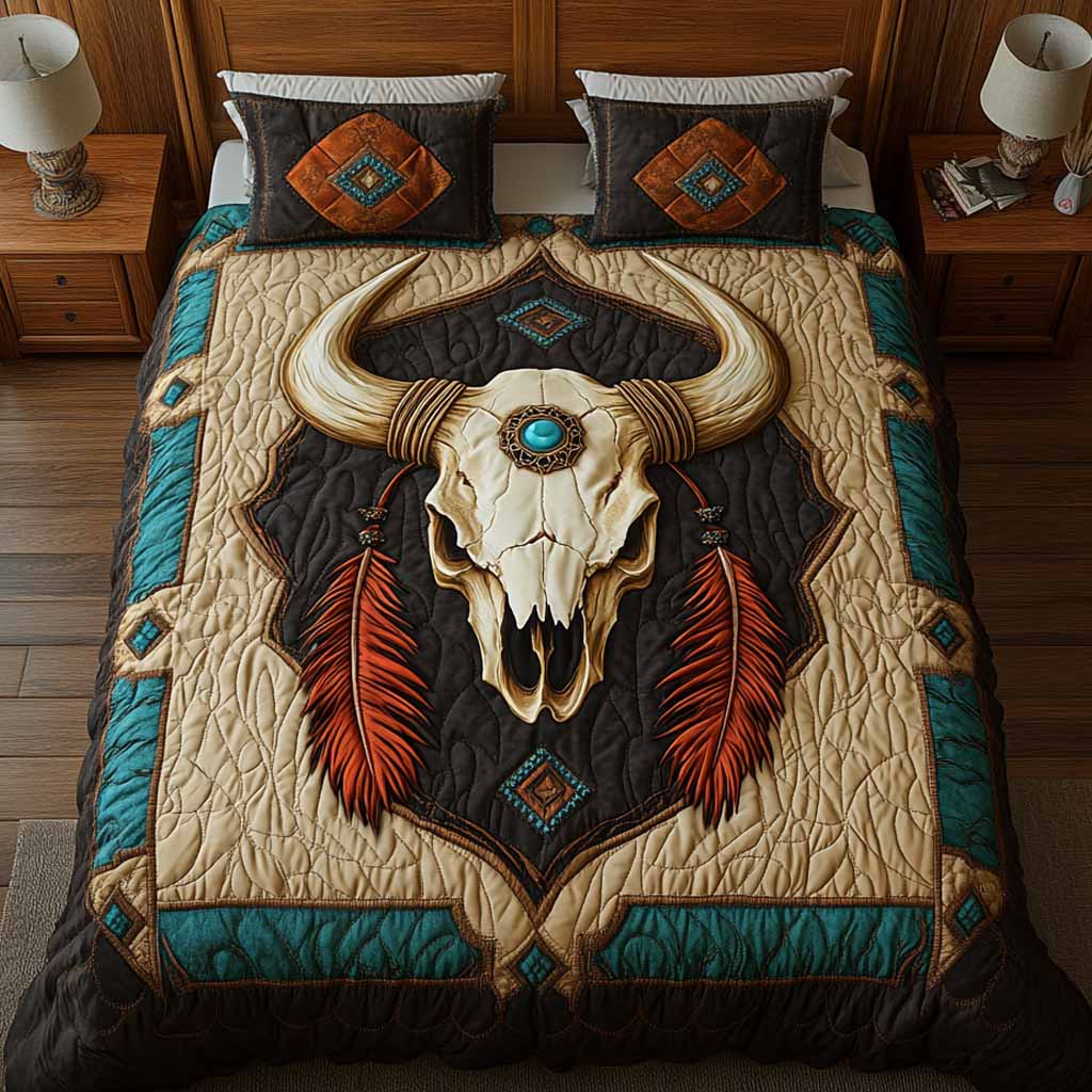 Spirit Buffalo 3-Piece Quilted Bedding Set - Single (59" x 70")