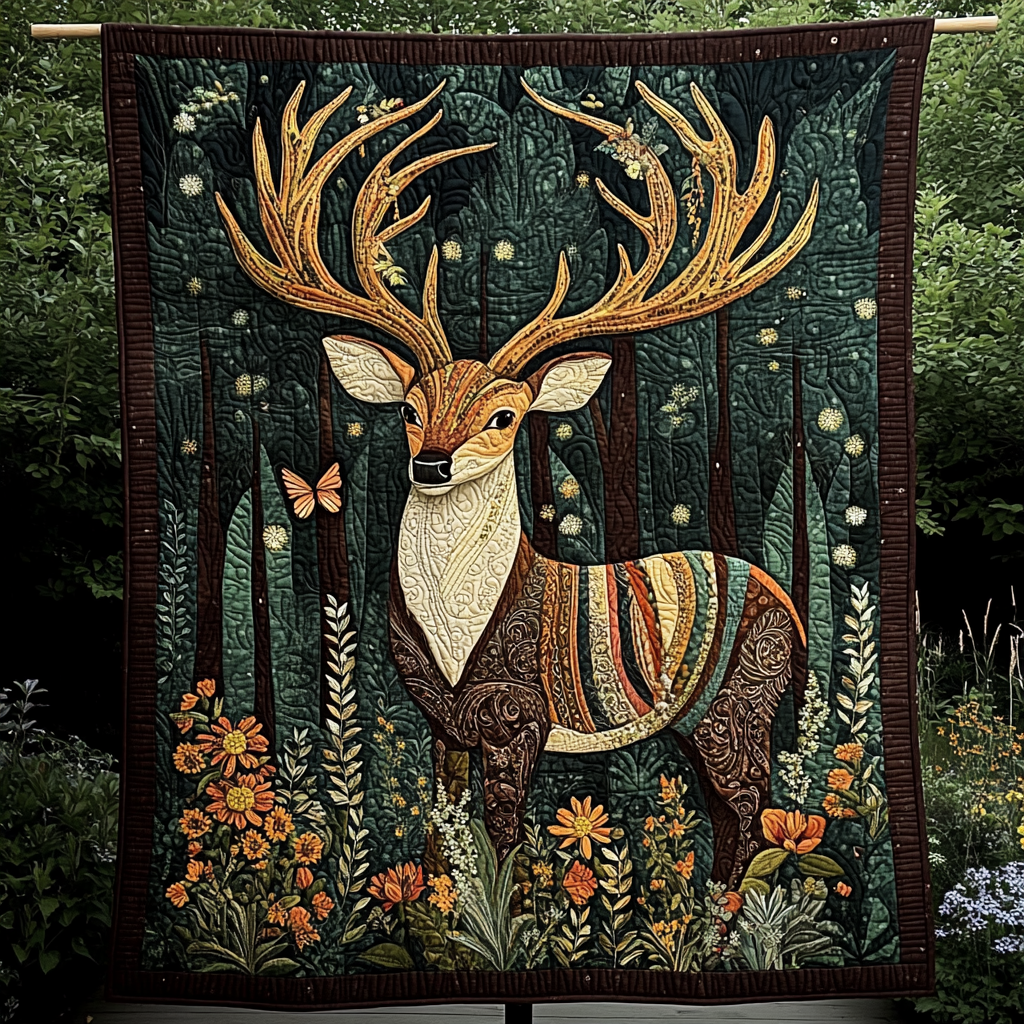 Spirit Stag Quilted Blanket - Throw (55" x 60")