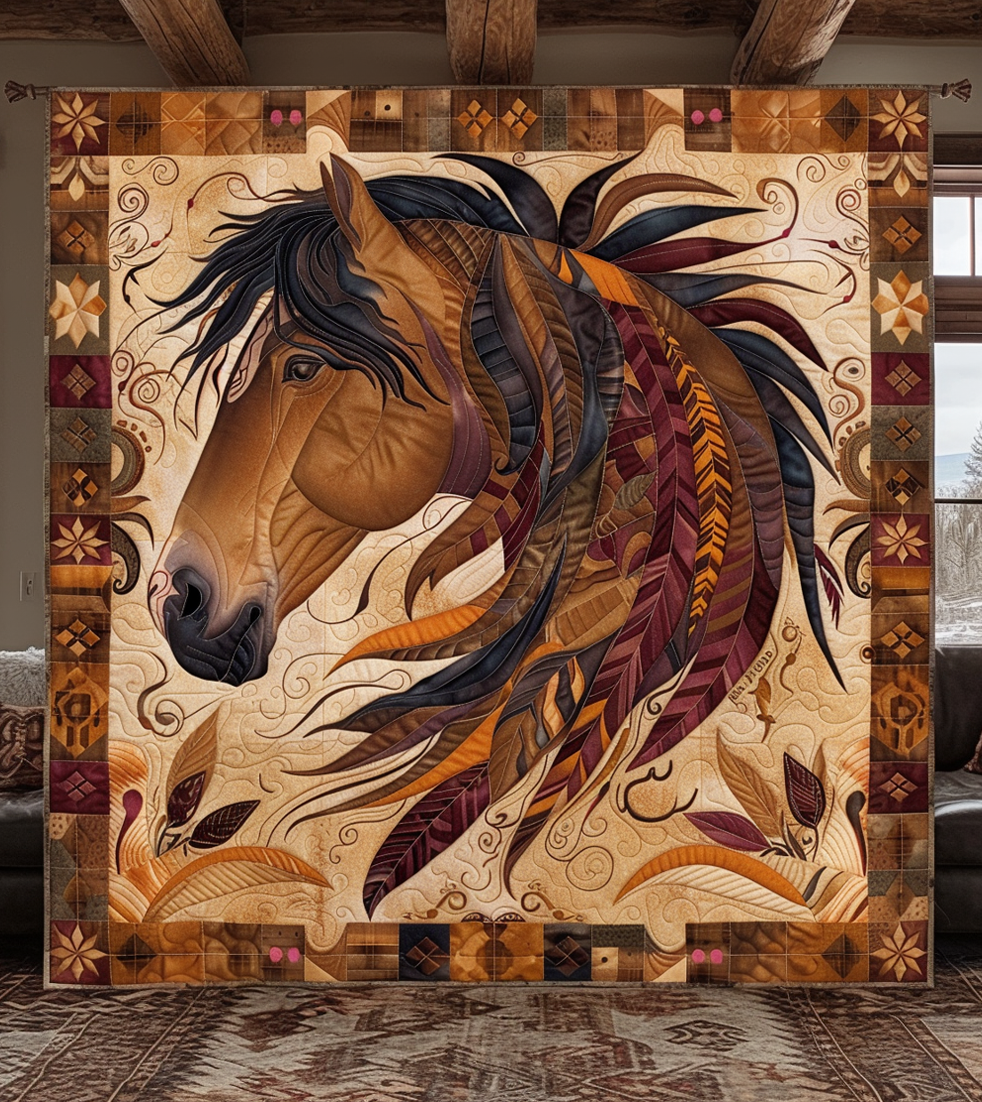 Spirit of the Plains Horse Quilted Blanket - Throw (55" x 60")