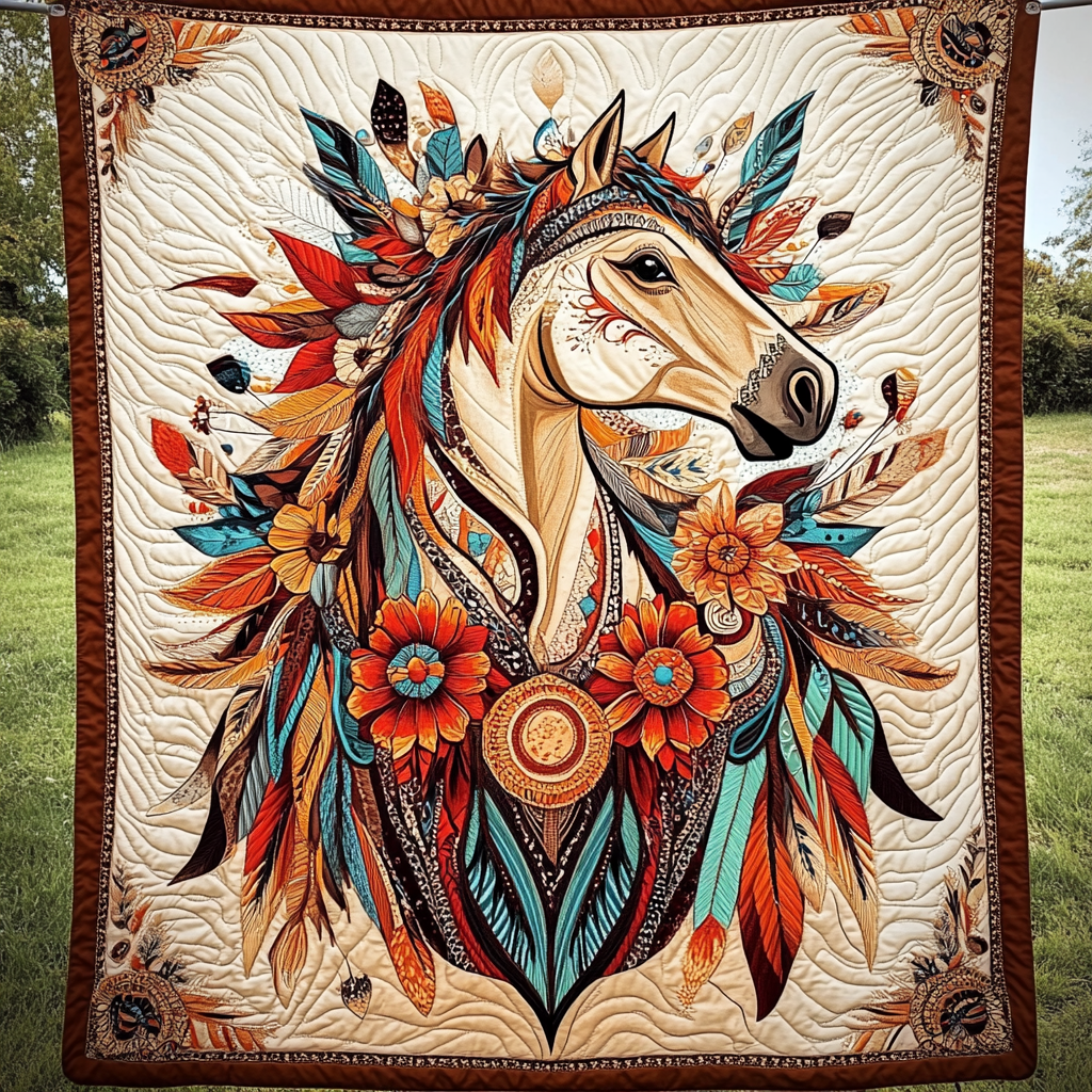 Spirit of the Plains Quilted Blanket - Throw (55" x 60")