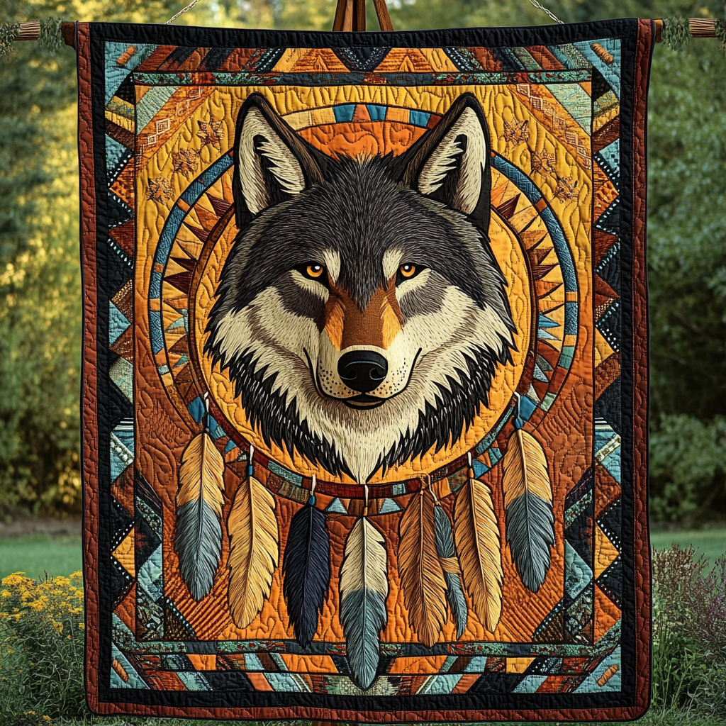 Spirit of the Wolf Quilted Blanket - Throw (55" x 60")