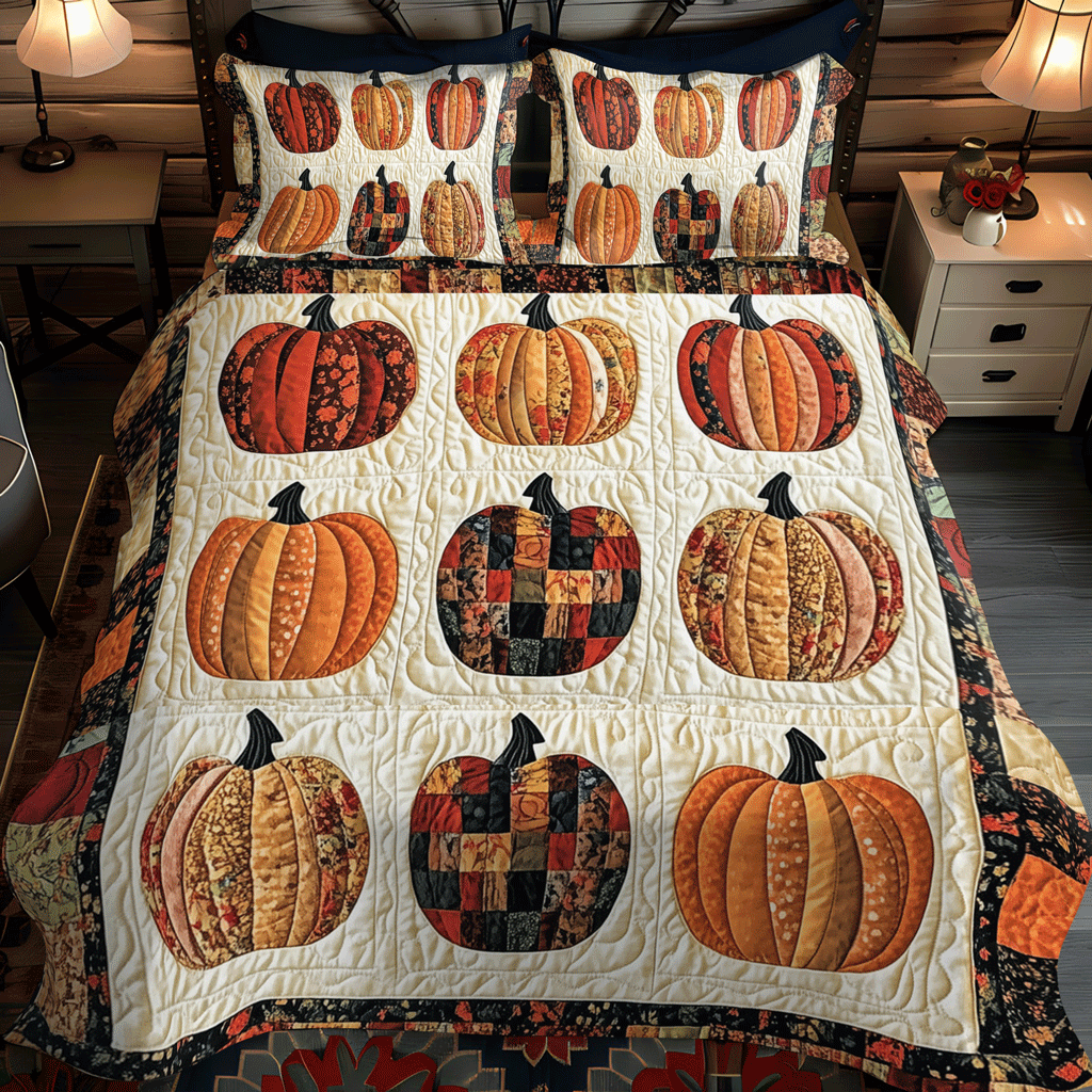 Spooky Harvest 3-Piece Quilted Bedding Set - Single (59" x 70")