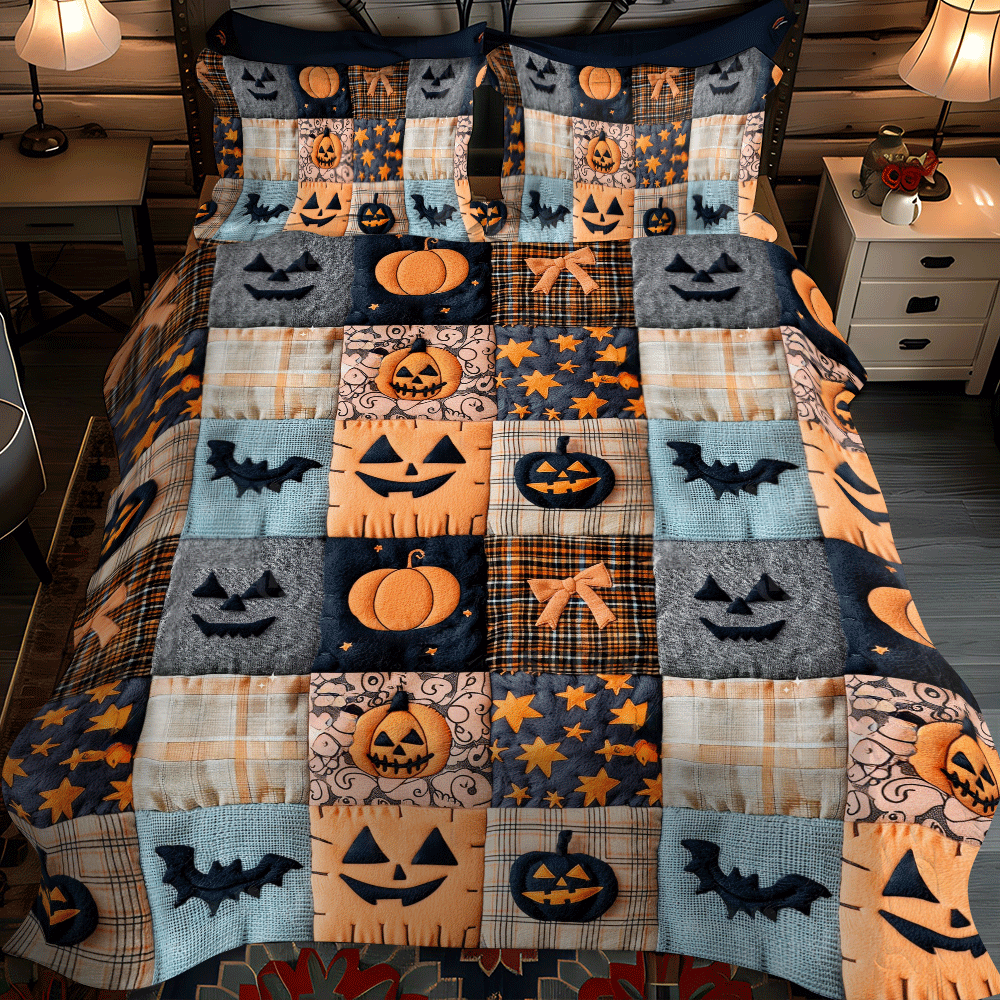 Spooky Season Halloween 3-Piece Quilted Bedding Set - Single (59" x 70")