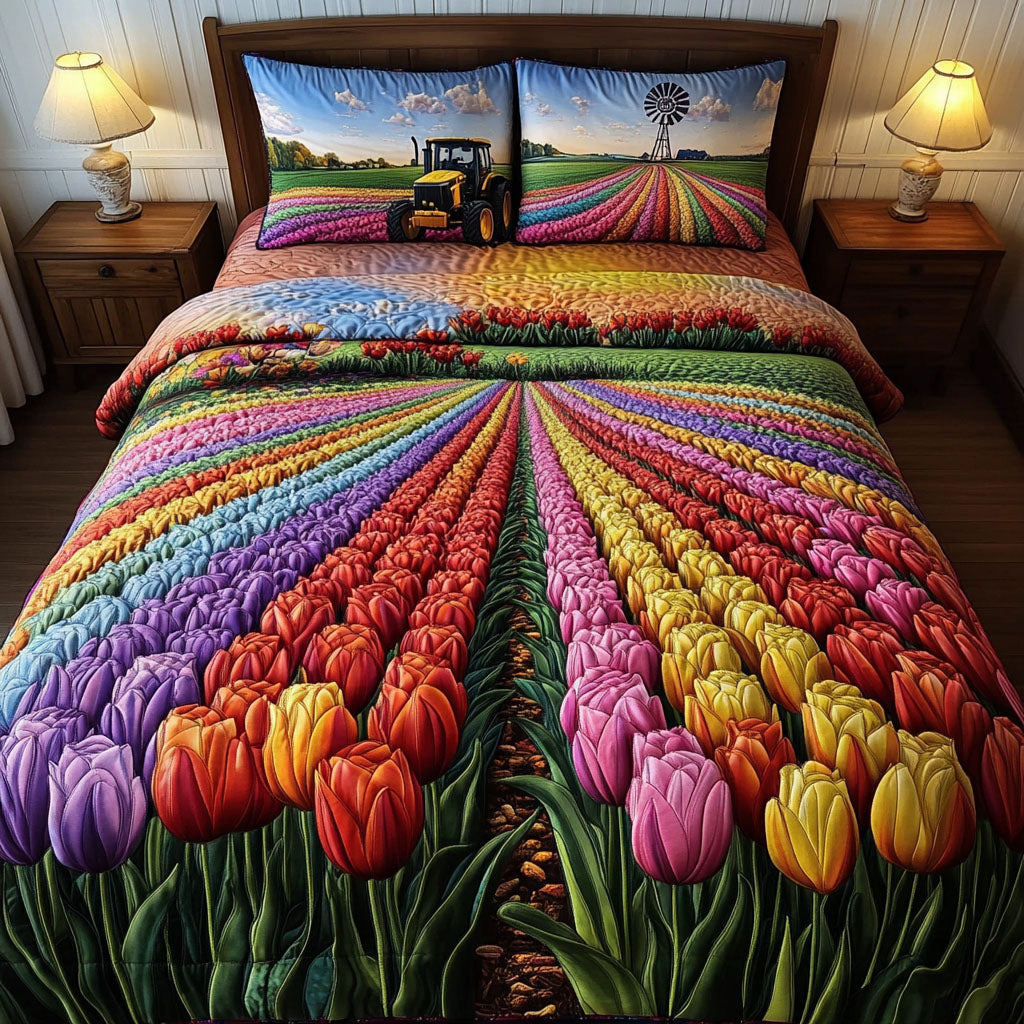 Spring Field Drive 3-Piece Quilted Bedding Set - Single (59" x 70")