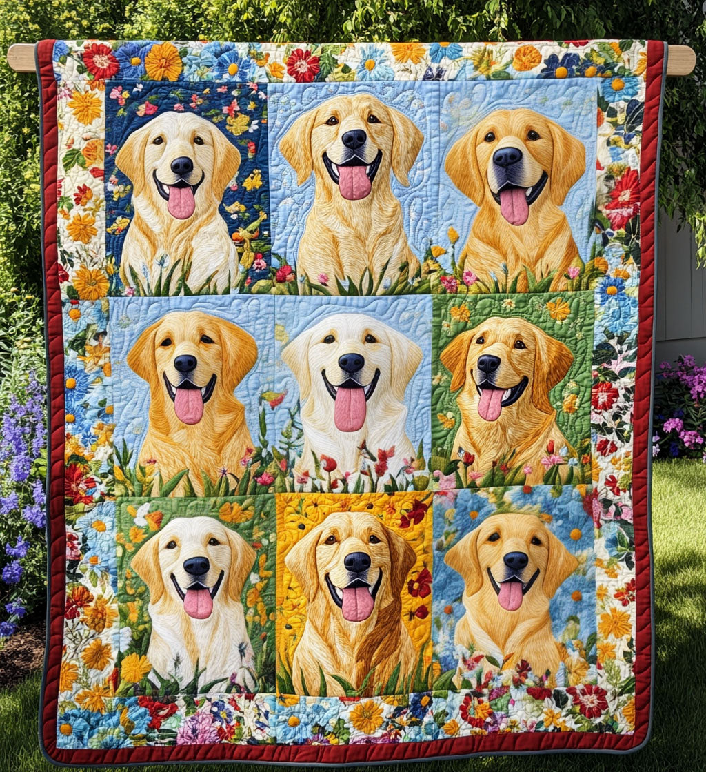 Spring Golden Quilted Blanket - Throw (55" x 60")