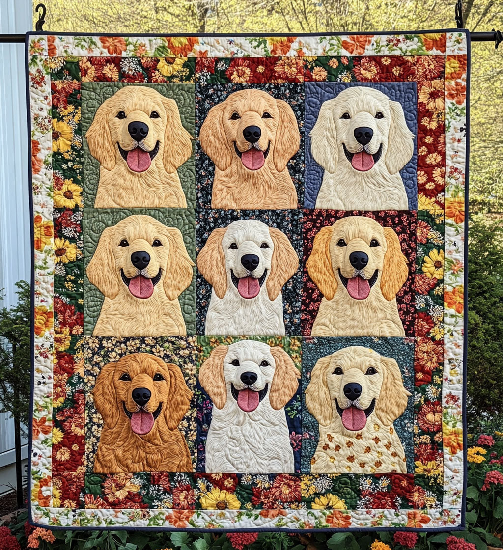 Spring Meadows Retriever Quilted Blanket - Throw (55" x 60")