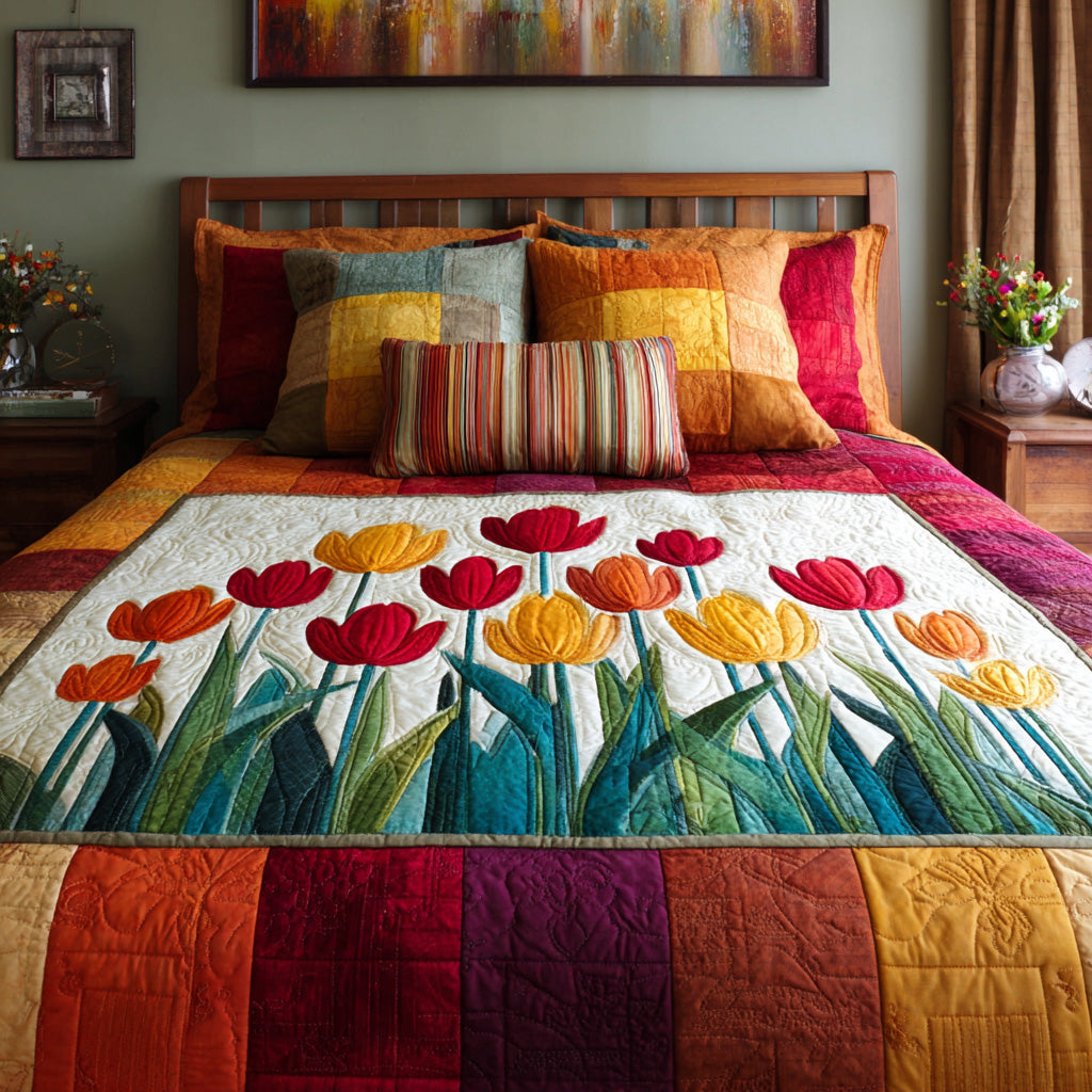 Spring Tulip Meadow Quilted Blanket - Baby (30" x 40") - Pack 1