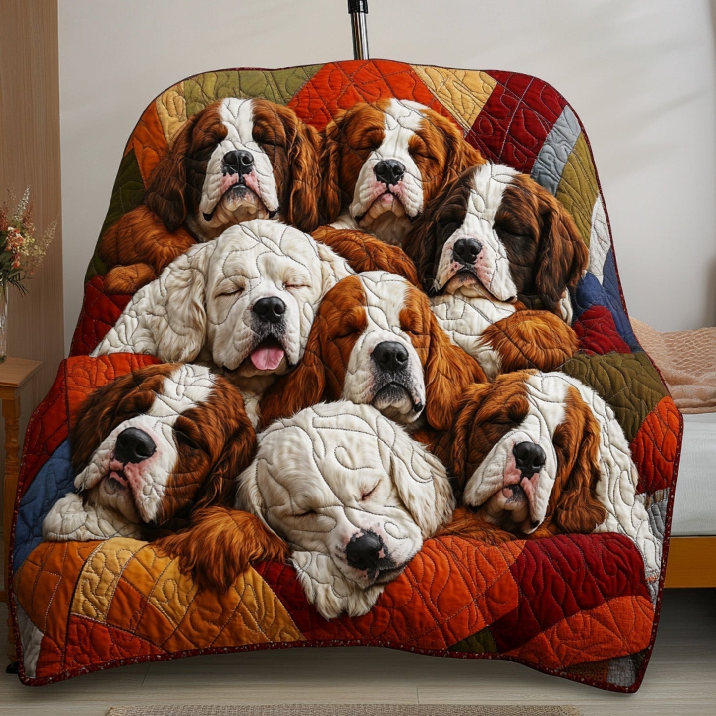 St Bernard Snuggles Quilted Blanket - Throw (55" x 60")