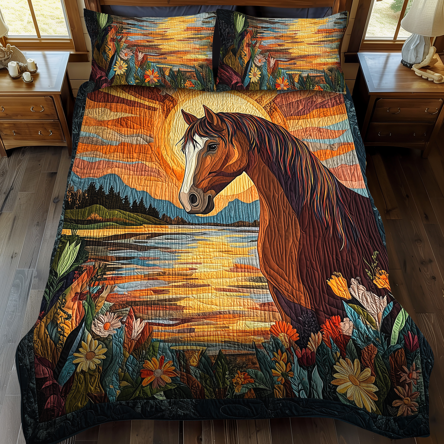 Stallion Grace 3-Piece Quilted Bedding Set - Single (59" x 70")
