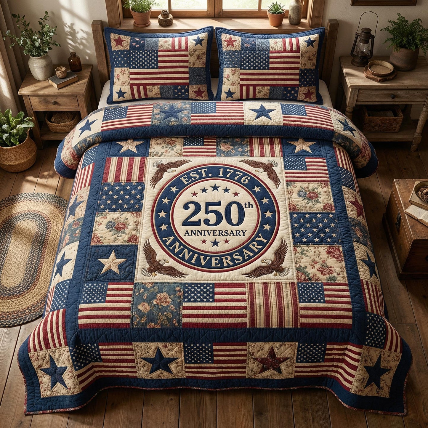Star Heritage 3-Piece Quilted Bedding Set - Single (59" x 70")