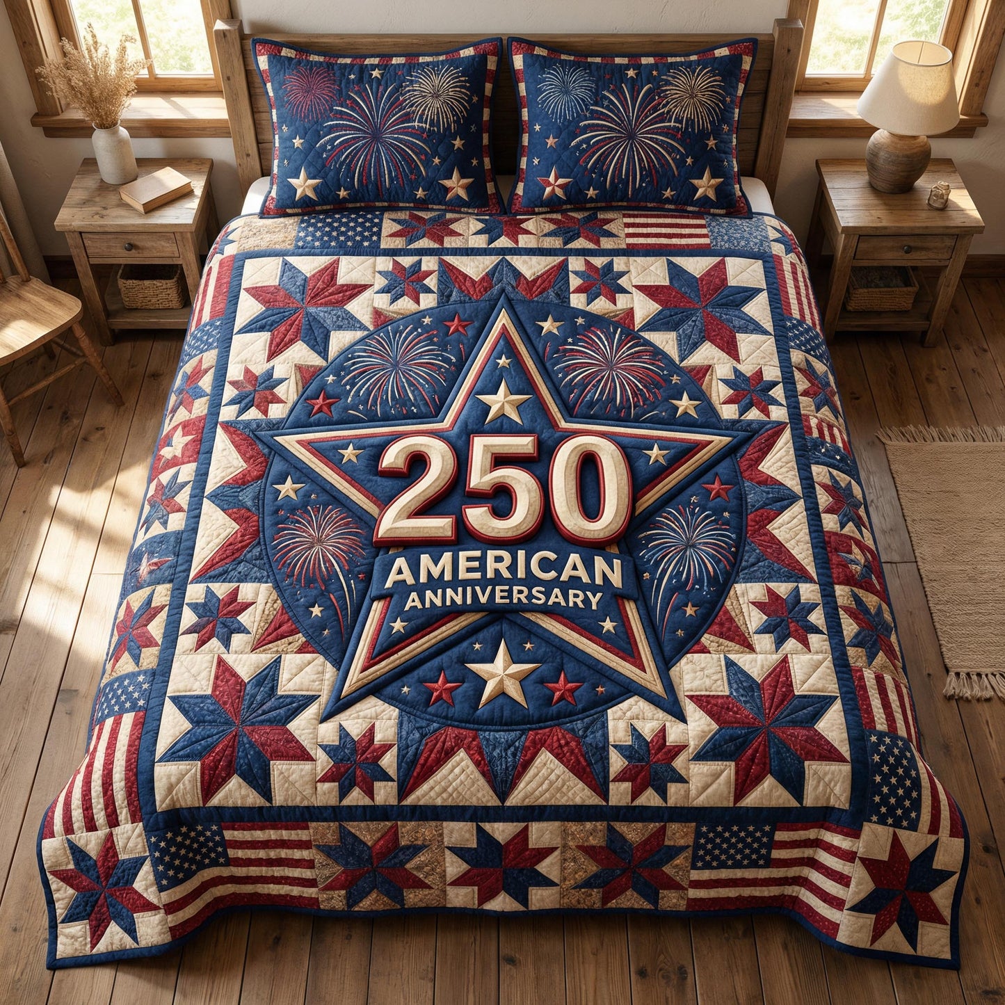Star Nation 3-Piece Quilted Bedding Set - Single (59" x 70")
