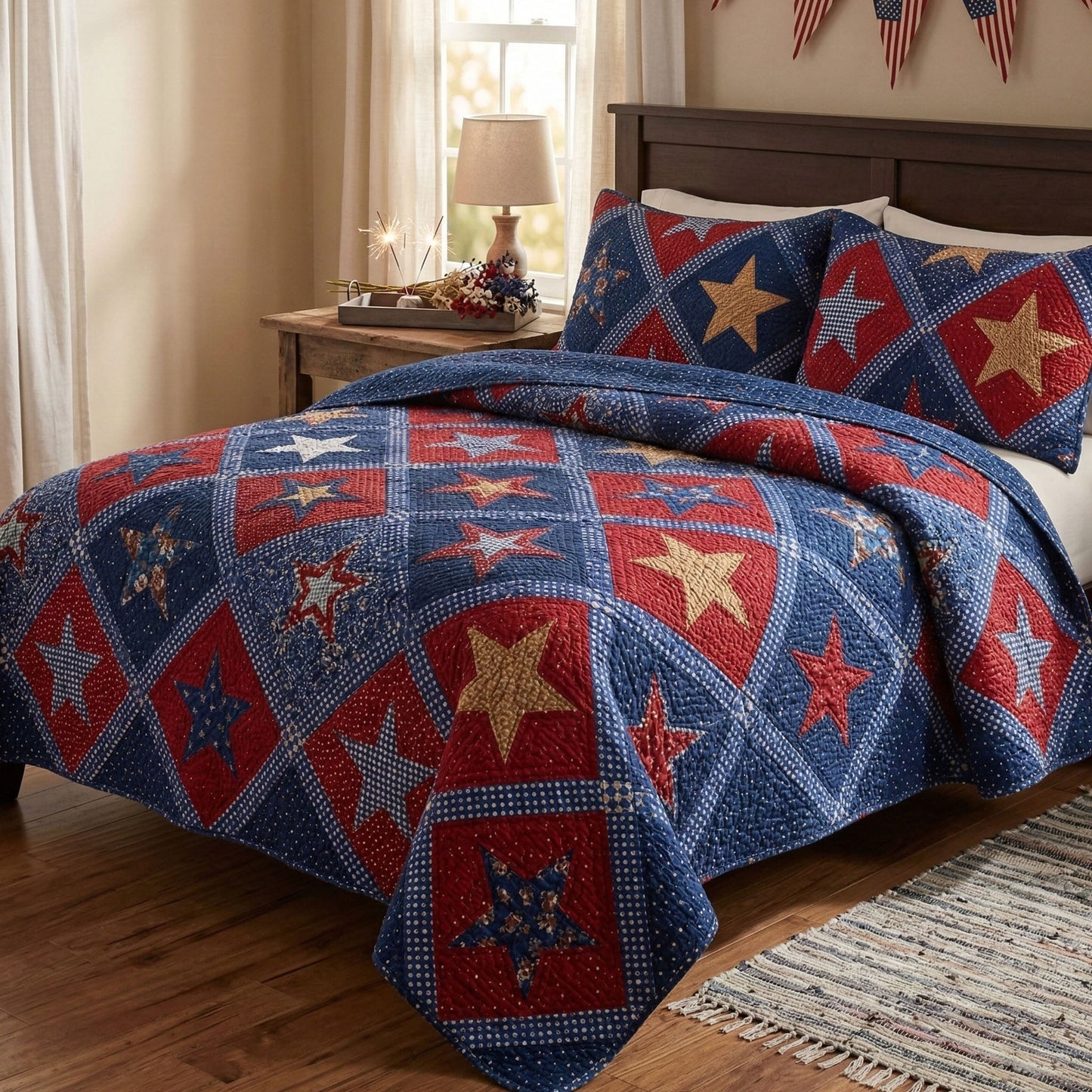 Star Patriot 3-Piece Quilted Bedding Set - Single (59" x 70")