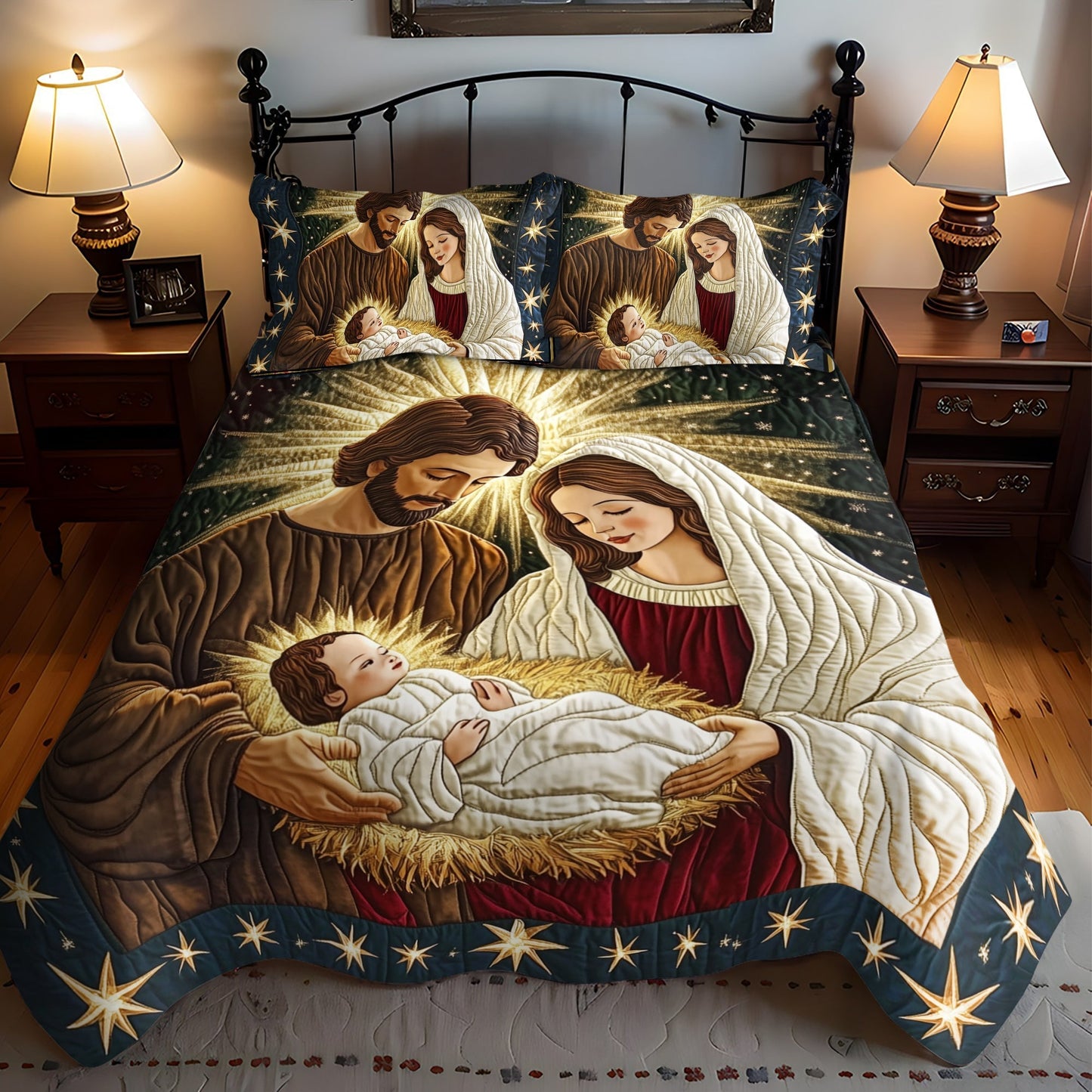 Star of Bethlehem 3-Piece Quilted Bedding Set - Single (59" x 70")