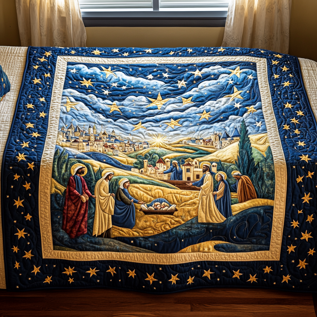 Star of Bethlehem Quilted Blanket - Throw (55" x 60")