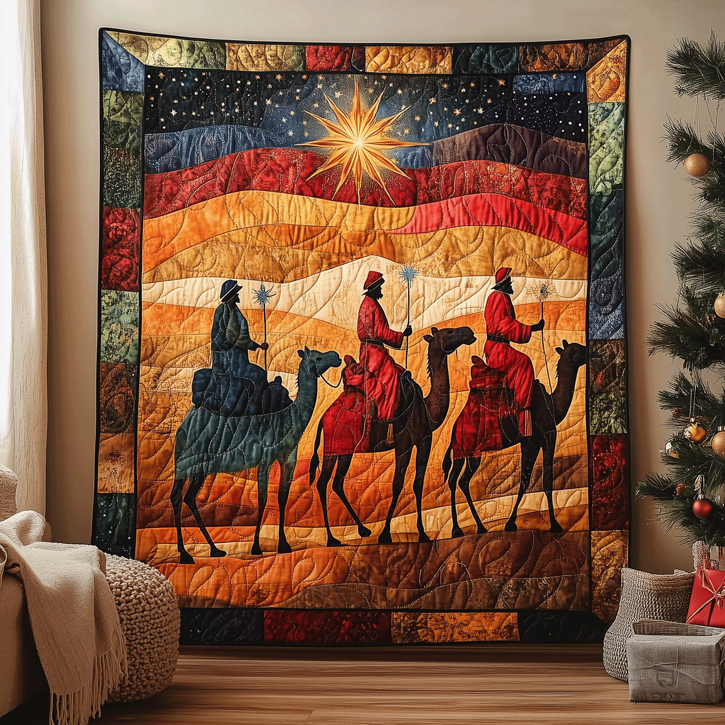 Star of Bethlehem Quilted Blanket - Throw (55" x 60")