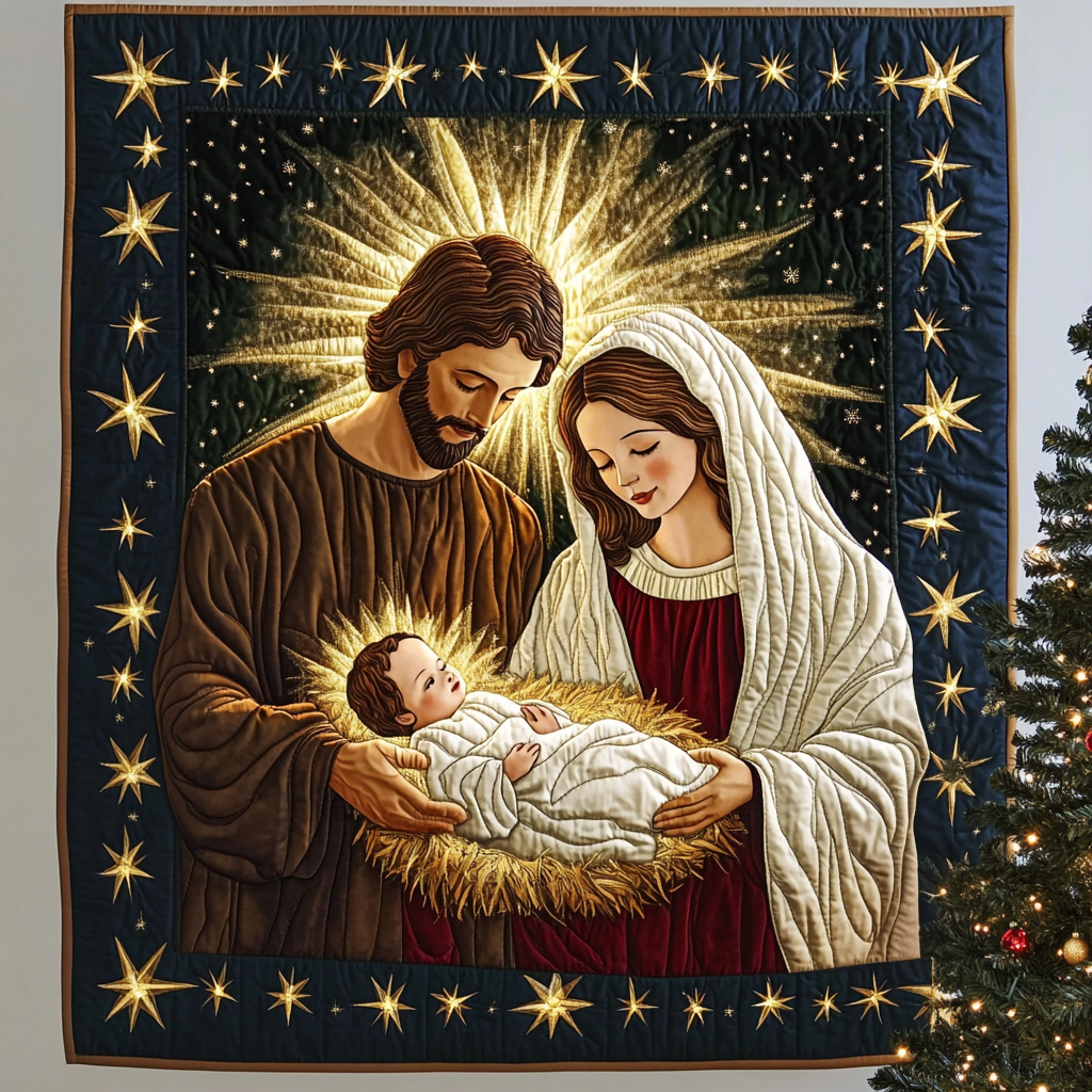 Star of Bethlehem Quilted Blanket - Throw (55" x 60")