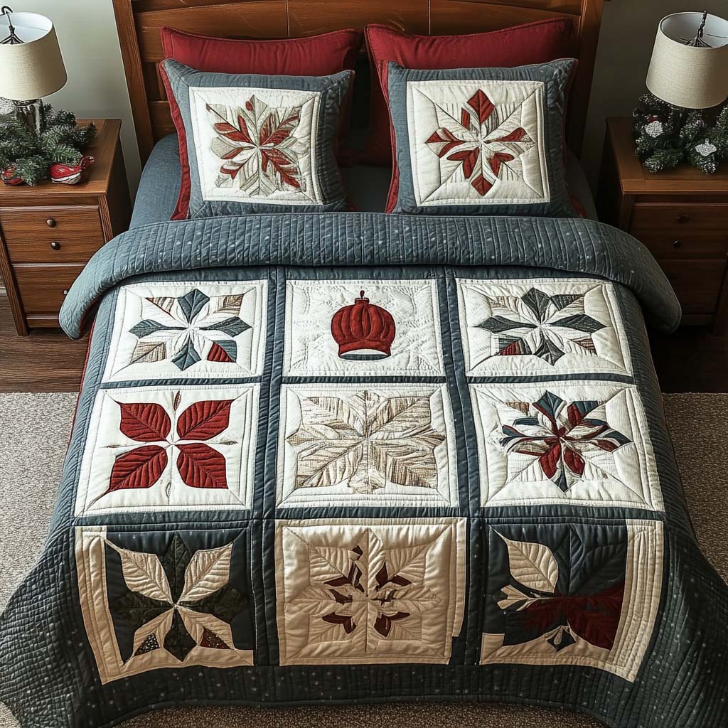 Starlight Christmas 3-Piece Quilted Bedding Set - Single (59" x 70")