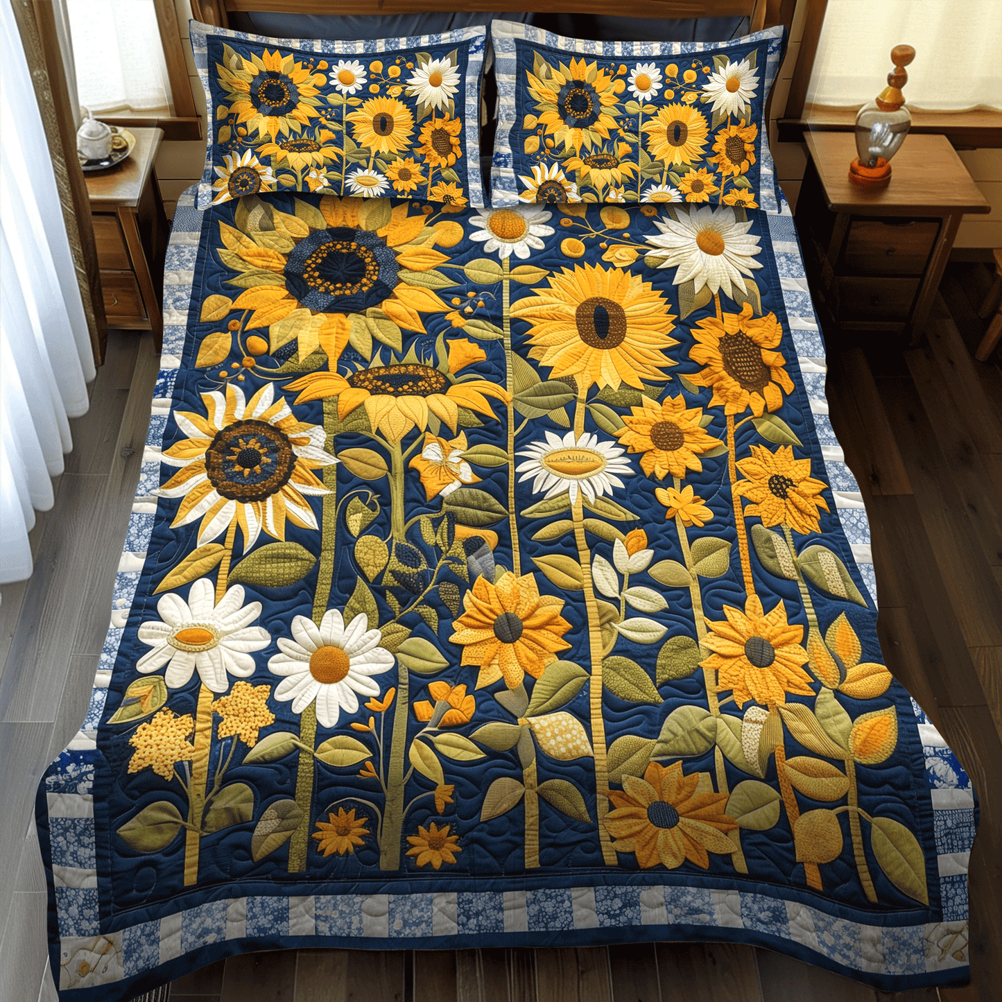 Starlit Garden 3-Piece Quilted Bedding Set - Single (59" x 70")