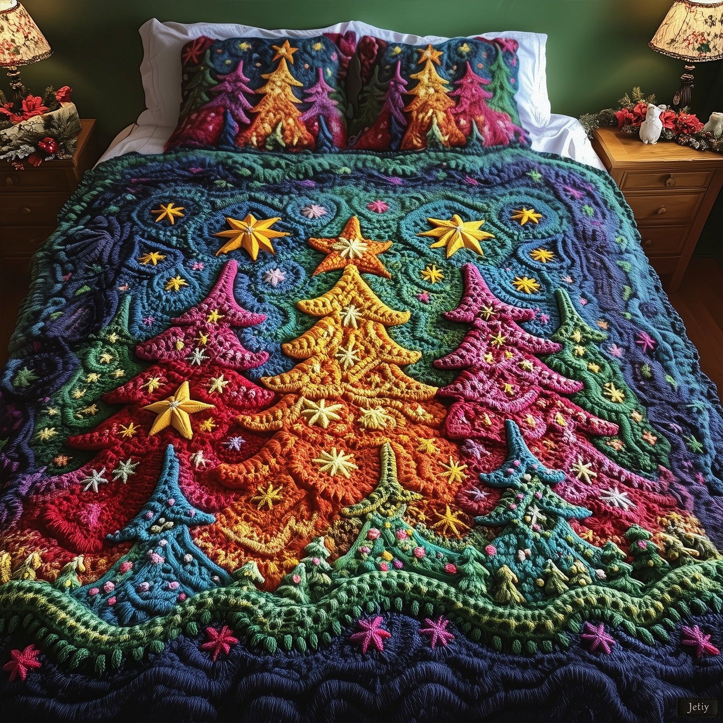 Starlit Treescape 3-Piece Quilted Bedding Set - Single (59" x 70")