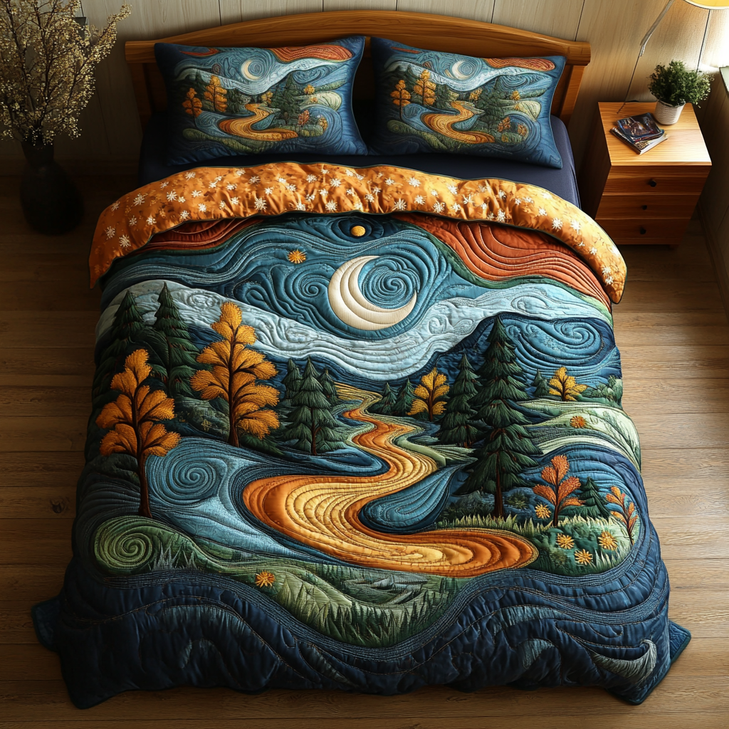Starlit Serenity 3-Piece Quilted Bedding Set - Single (59" x 70")